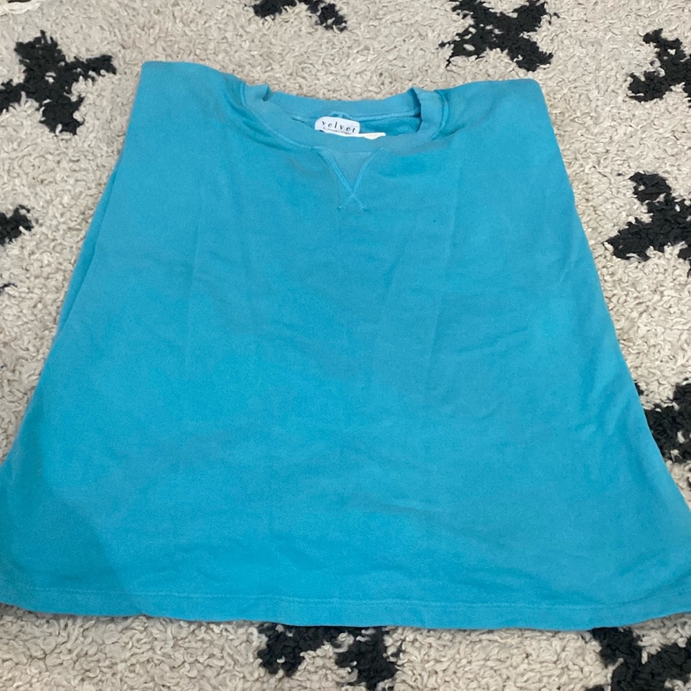 Size large velvet by graham and Spencer aqua blue cotton French terry